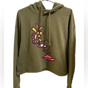 Blu Blackboybe Army Green Designer Crop Hoodie Women’s XL #takepride NWT